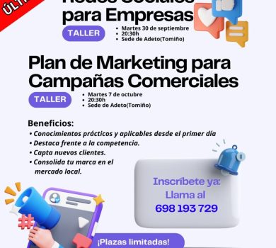 Última oportunidad para inscribirse en los cursos de redes sociales y marketing de ADETO en Tomiño